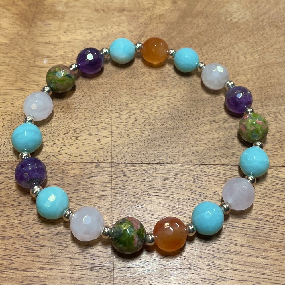 Multi Semi-precious Gemstones Boho Style Bracelet